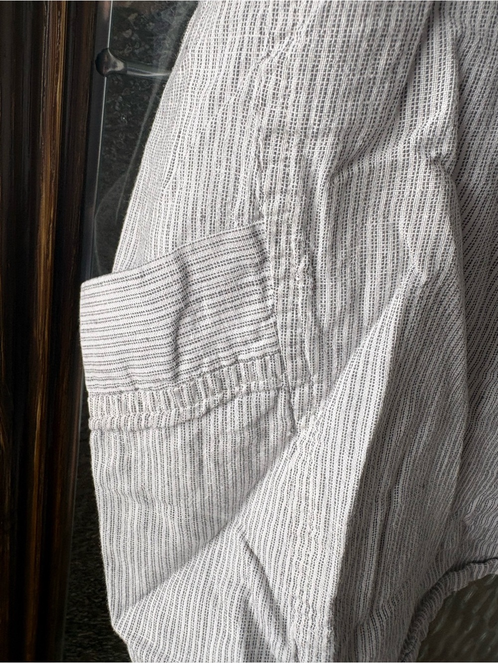 Light Gray striped Sleeveless Linen-Blend Top - Casual Women’s Tank - Picture 2 of 5